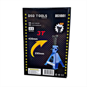 Steel Jack Stands, 3 Ton Capacity - 1 Pair DS1001