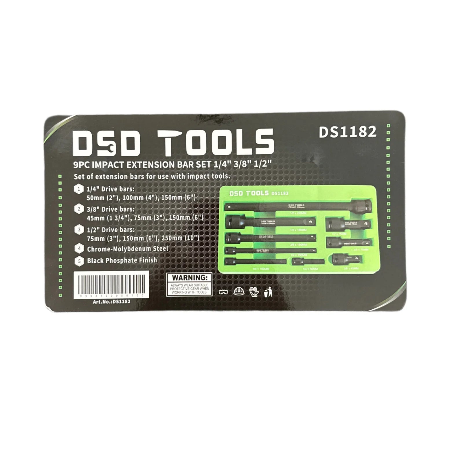 9PC IMPACT EXTENSION BAR SET 1/4″ 3/8″ 1/2″ DS1182