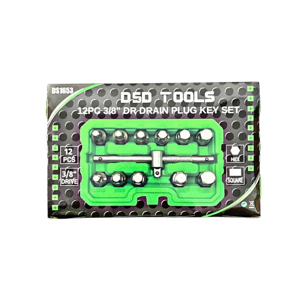 12pc 3/8″ Dr Drain Plug Key Set DS1653