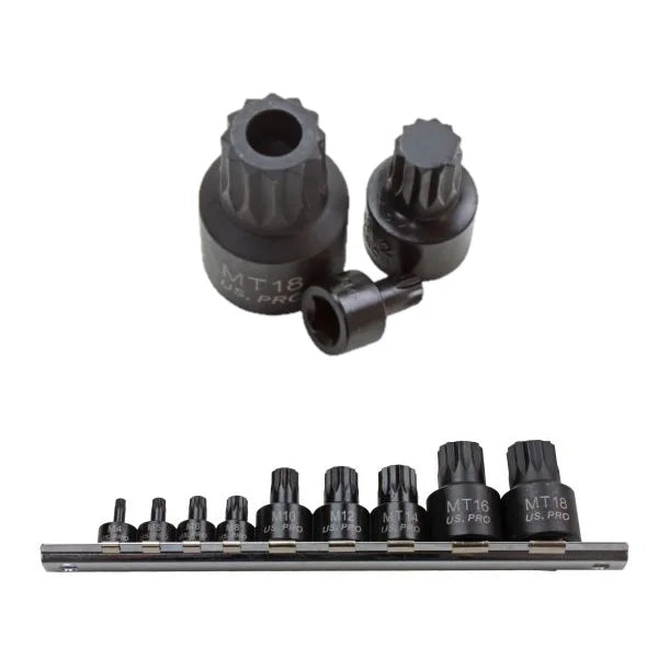 9pc 1/4″ 3/8″ 1/2″ DR Stubby Impact Triple Square Bit Socket 3422