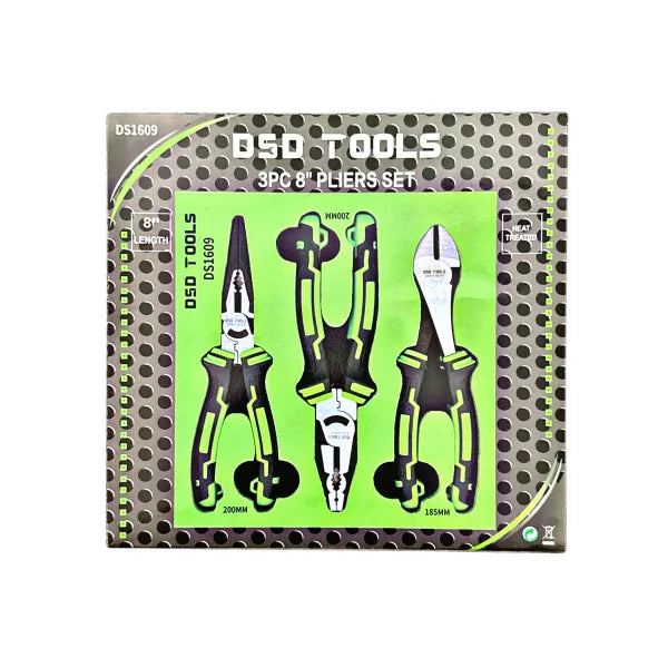 3pc Heavy Duty 8″ Finish Pliers Set in Foam Tray DS1609