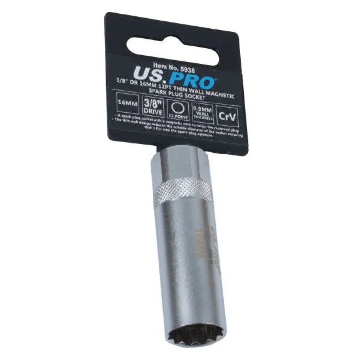 3/8″ Dr 16mm 12pt Thin Wall Magnetic Spark Plug Socket 5938