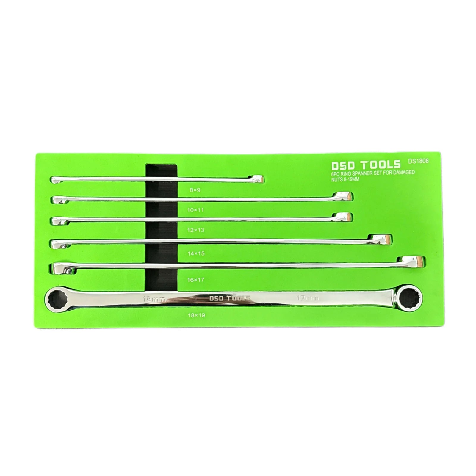 6pc Ring Spanner Set For Damaged Nuts 8-19mm DS1808