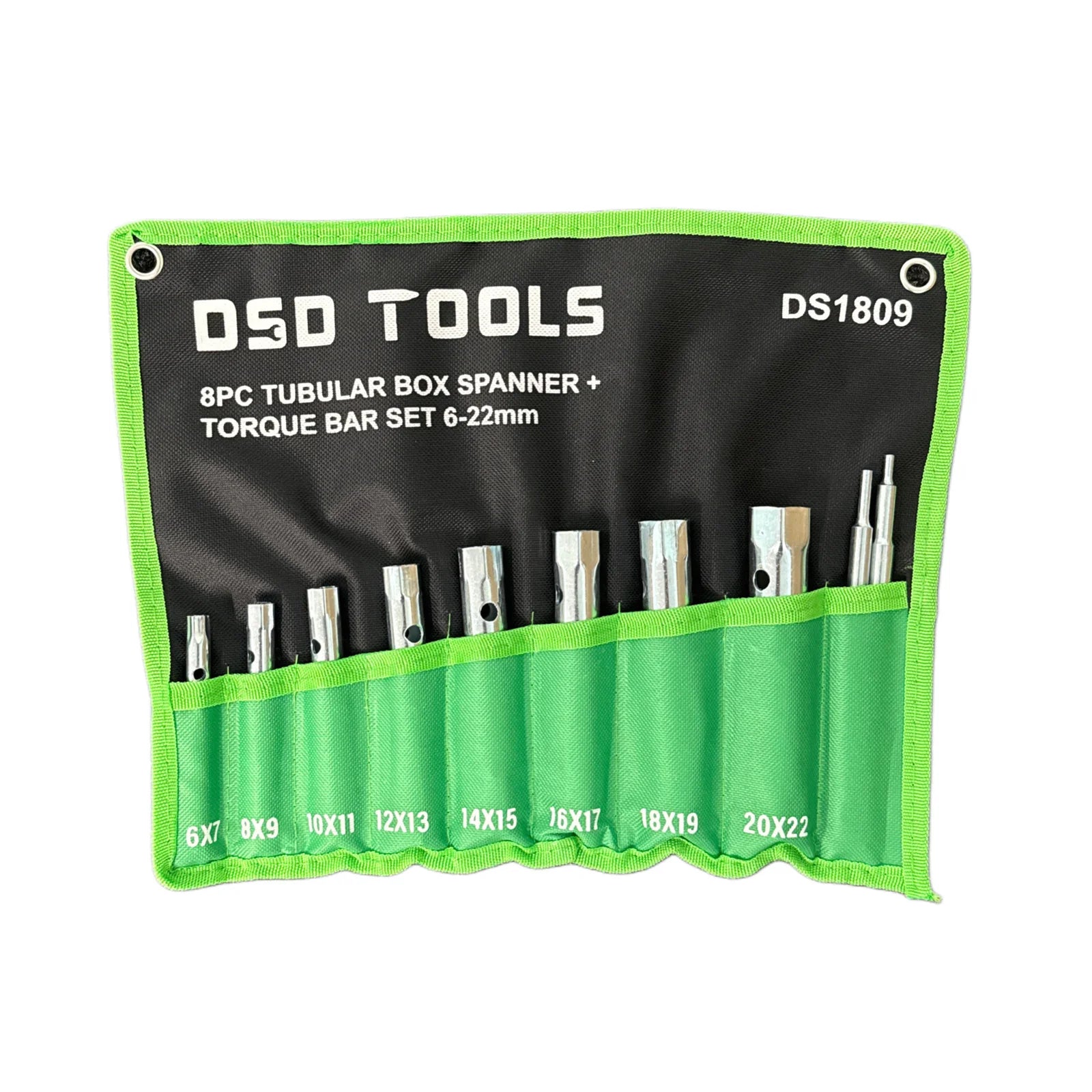 8 Piece Tubular Box Spanner & Torque Bar Set 6mm - 22mm DS1809