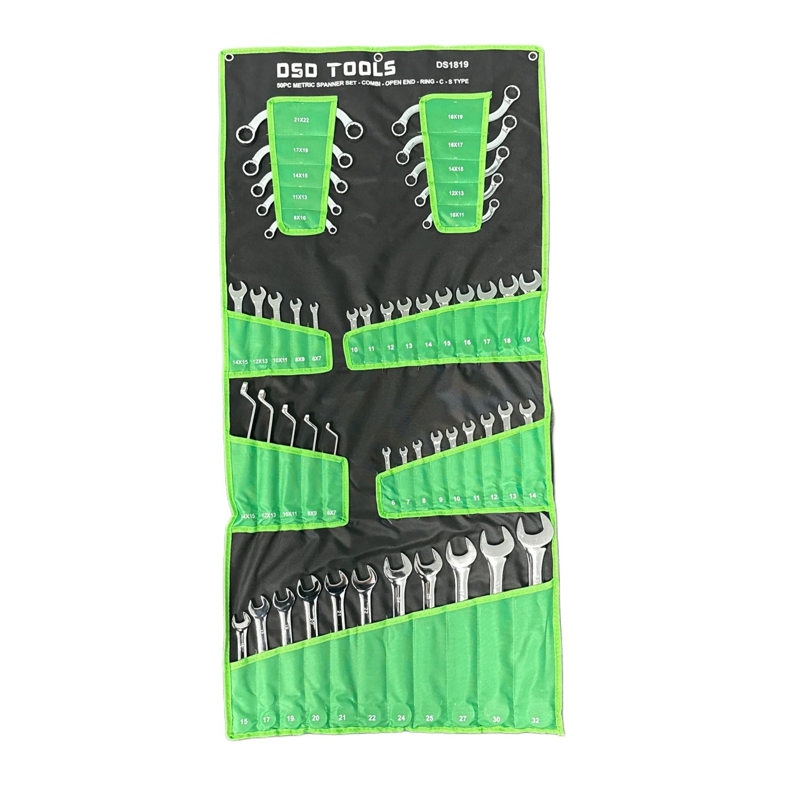 50pc Metric Spanner Set – Combi – Open End – Ring – C – S Type DS1819