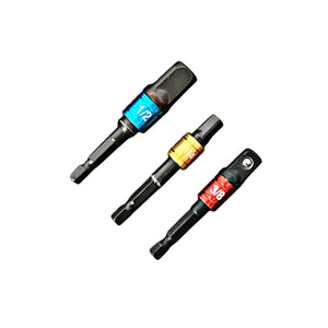3pc Impact Driver Colour Coded Socket Adaptors DS1921