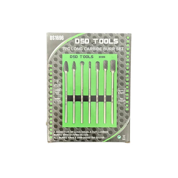7pc Extra Long Tungsten Carbide Burrs Set DS1696
