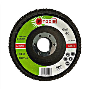FLAP DISCS 40 GRIT OXIDE - 115 X 22.2MM Pack of 10 DS3006