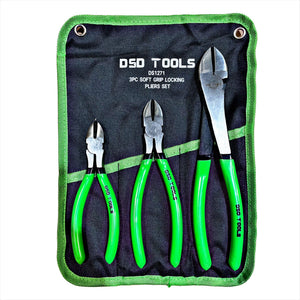Set de clești de 8" 200 mm, 3 buc, tăietor lateral, cu nas lung, clește combinat
