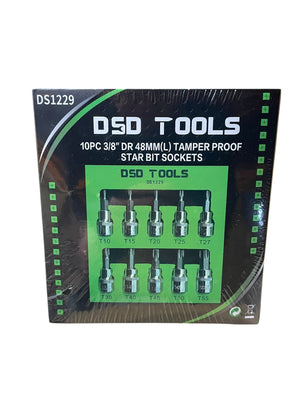 10Pc 3/8 Dr 48mm Long Tamper Proof Torx Bit Socket Set T10-T55 DS1229