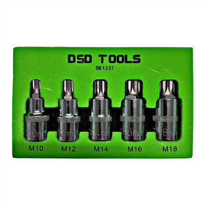 5PC 1/2" DR Triple Square Bit Socket Set In EVA Tray M10 - M18 DS1237