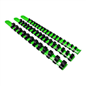 US PRO 3 piese 1/4", 3/8", 1/2" șine de depozitare prize de antrenare - 44 cleme 