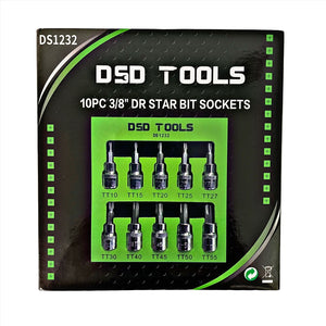10pc 3/8dr Torx / Star Bit Socket Set 48mm (L) T10 TO T55 DS1232