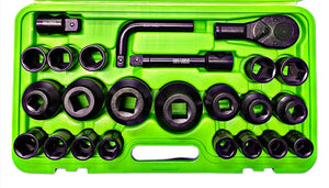 27pc 3/4" & 1" dr 6pt Shallow Impact Socket Set, Ratchet DS1148