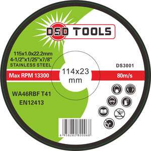 Vewerk 10 discuri de tăiere din oțel inoxidabil centrate plat 115 x 1 x 22 mm