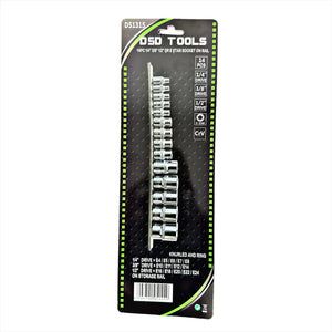 14pc 1/4" 3/8'' 1/2'' Dr  E-Torx Socket Set On Rail DS1315