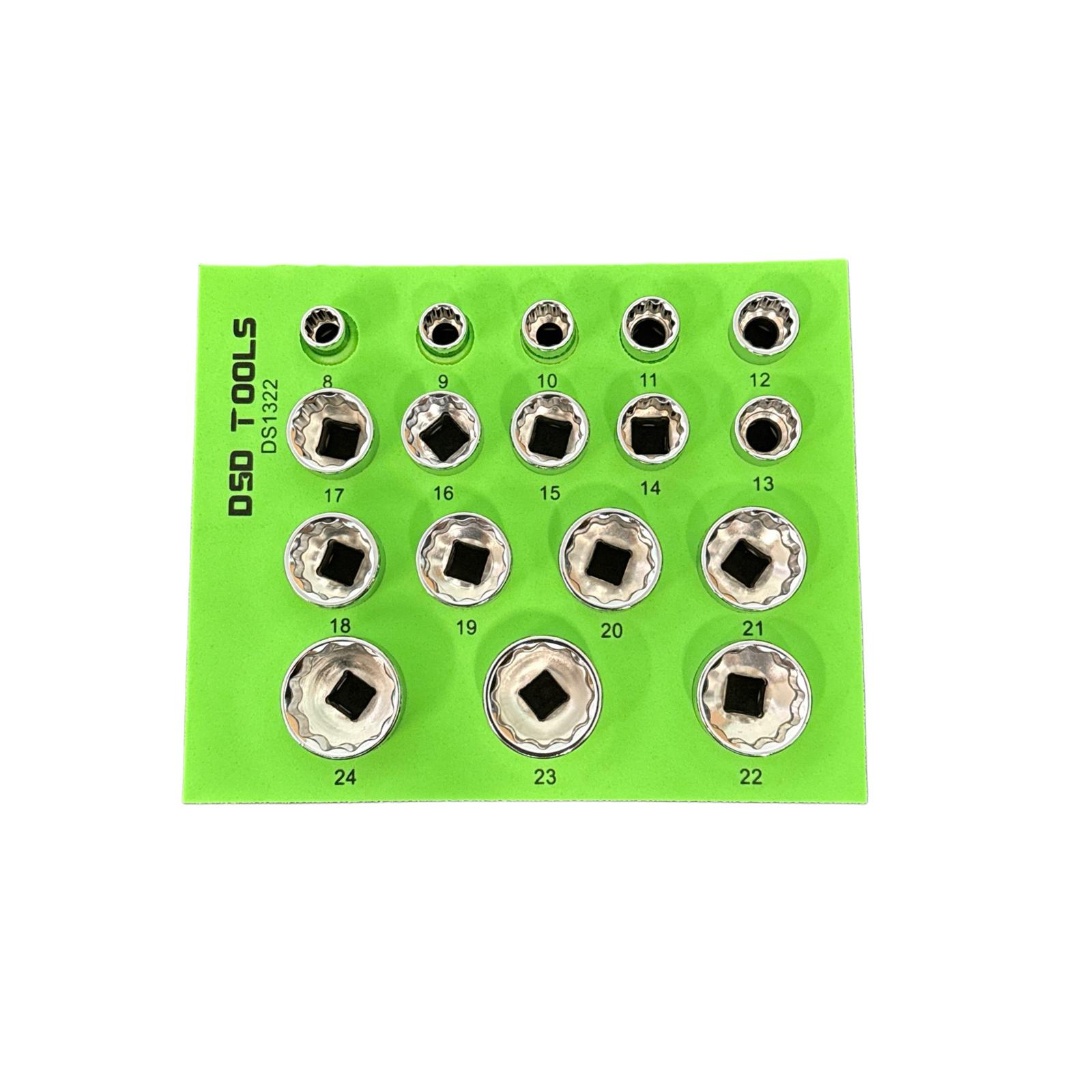 US PRO Tools 17 buc 3/8 Dr. Prize superficiale 12 puncte 8 - 24 mm 