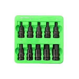 US PRO Tools Set de 10 bucăți cu șuruburi hexagonale de impact, cu antrenare de 1/2" de la 4 mm la 19 mm