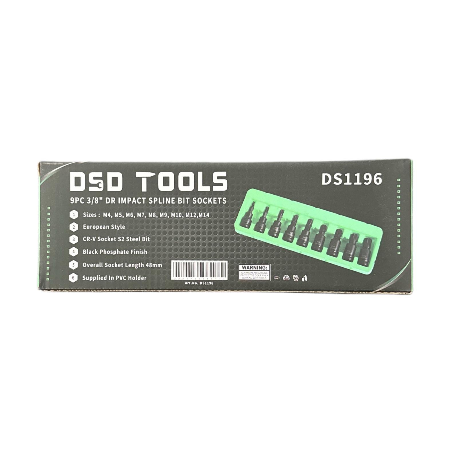 US PRO Tools 9-teiliges Spline Bit-Set Mit 1/2" Bithalter – M6 Bis M18, S2-Stahl, Für Schlagschrauber