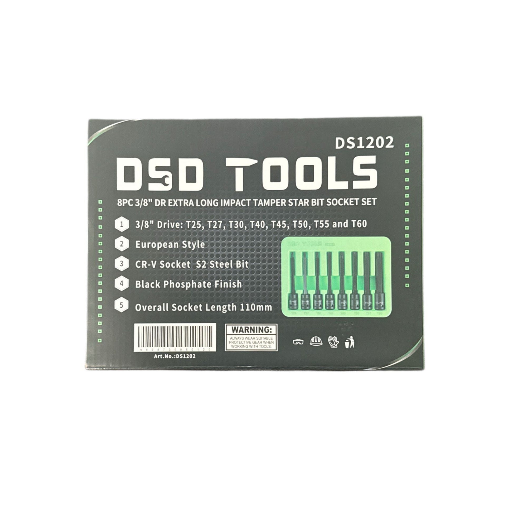 US PRO Tools Set de 9 bucăți Impact Star Torx cu suport DR de 1/2" T30 - T70 