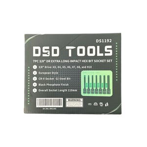 7pc 3/8″ Dr Extra Long Impact Hex Bit Socket Set DS1192