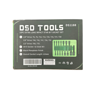 15pc Extra Long Impact Star Bit Socket Set T6 - T70 DS1188