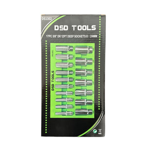 17pc 3/8″ dr 12pt deep sockets 8 – 24mm DS1302