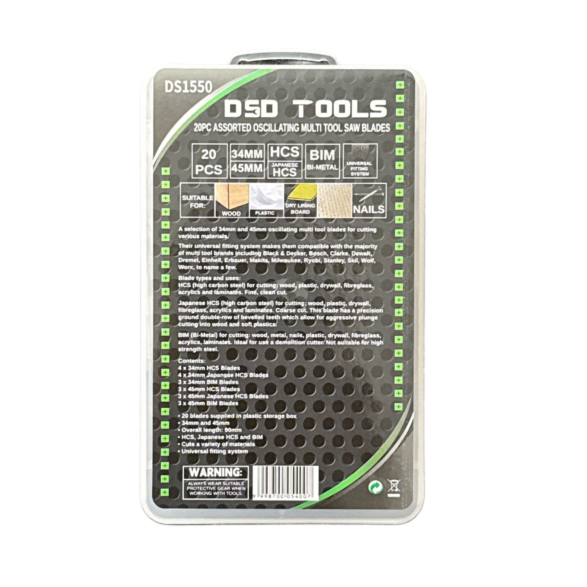 20pc Assorted oscillating multi tool saw blades DS1550