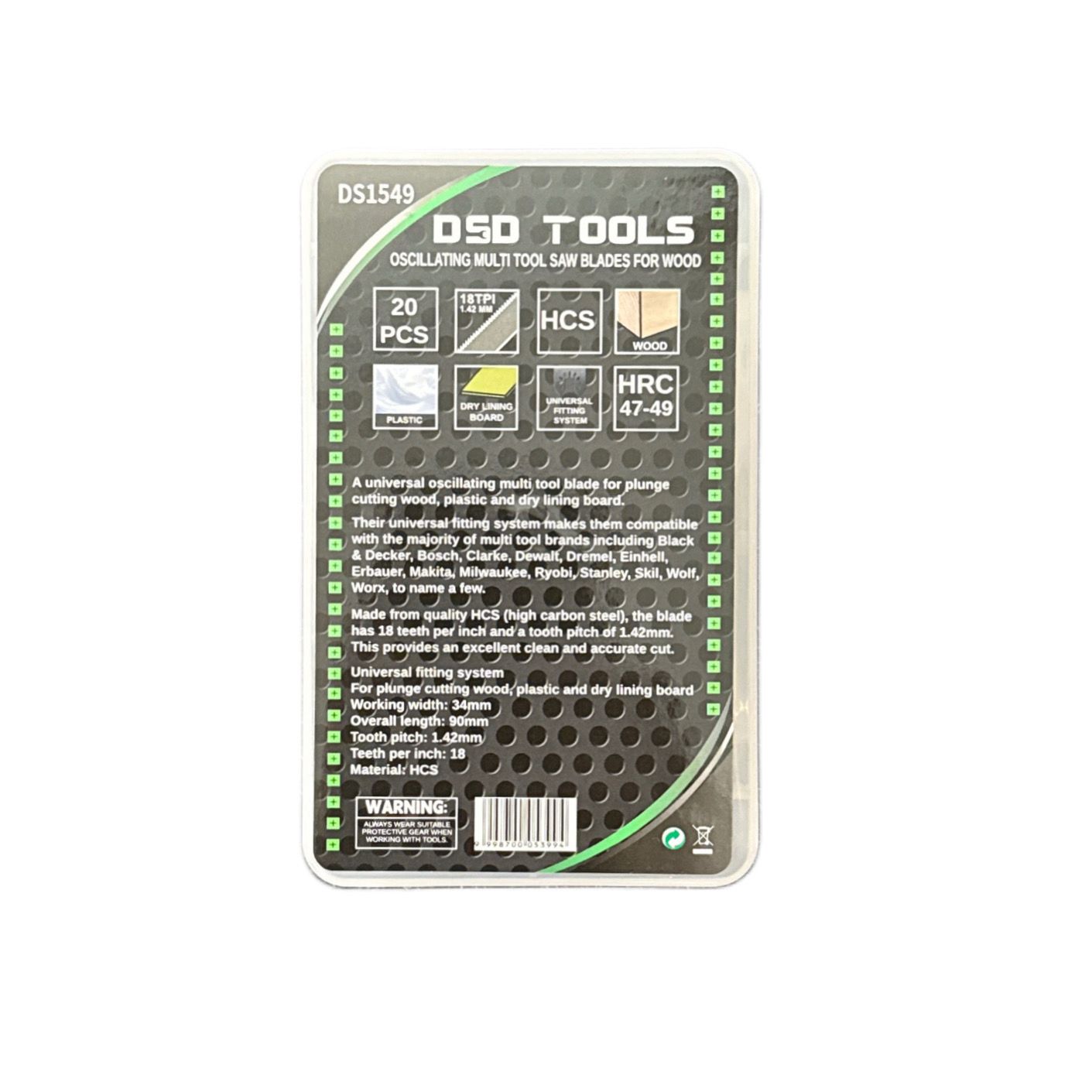 20pc Oscillating multi tool saw blades for wood 18tpi 34mm DS1549