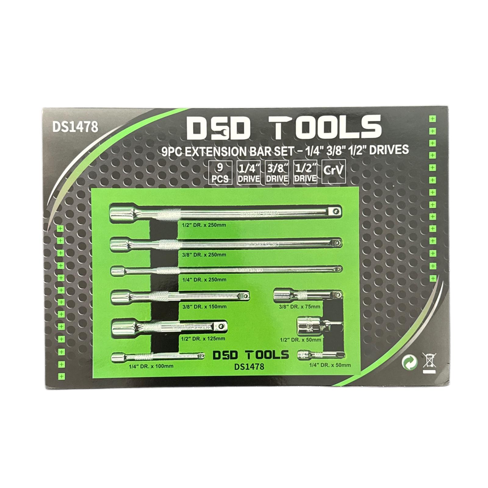 US PRO Tools 9 buc 1/4" 3/8" 1/2" Dr Set de bare de extensie, bare prize 