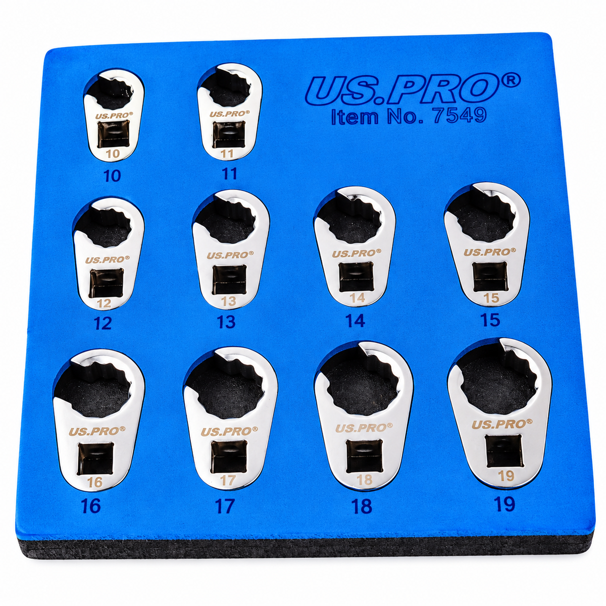 10Pc 3/8" Dr 12 Point Metric Crowfoot Wrench Se - US PRO 7549