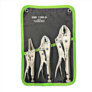 3pc Locking Pliers Set With Ribbed Handles DS1270