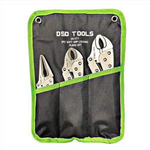 3Pc Locking Pliers Set Long nose & curved jaw mole vise grips DS1271