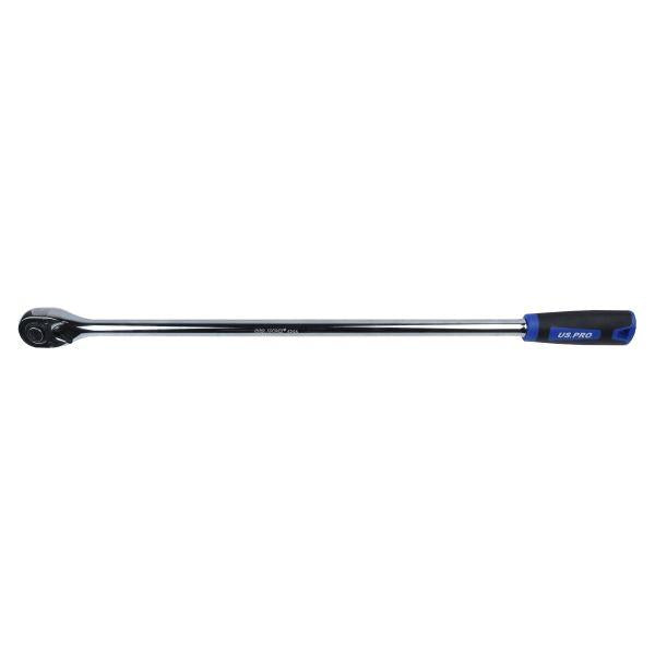 US PRO Tools 1/2" Drive Extra Long 600mm 72T Straight Ratchet TPR Grip 4244