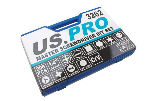 208pc Master Bit Set For Screwdriver, Drill 1/4" Bits Holder 3262