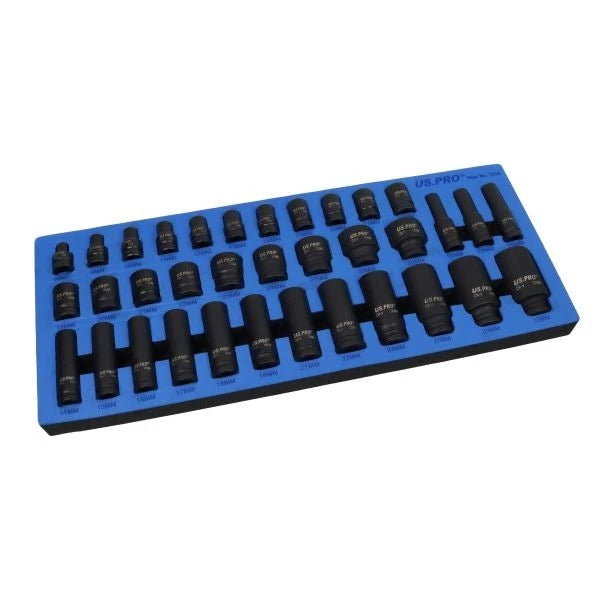 35pc 1/2" Dr 6 Point Deep & Shallow Impact Sockets Set In EVA Foam 3508