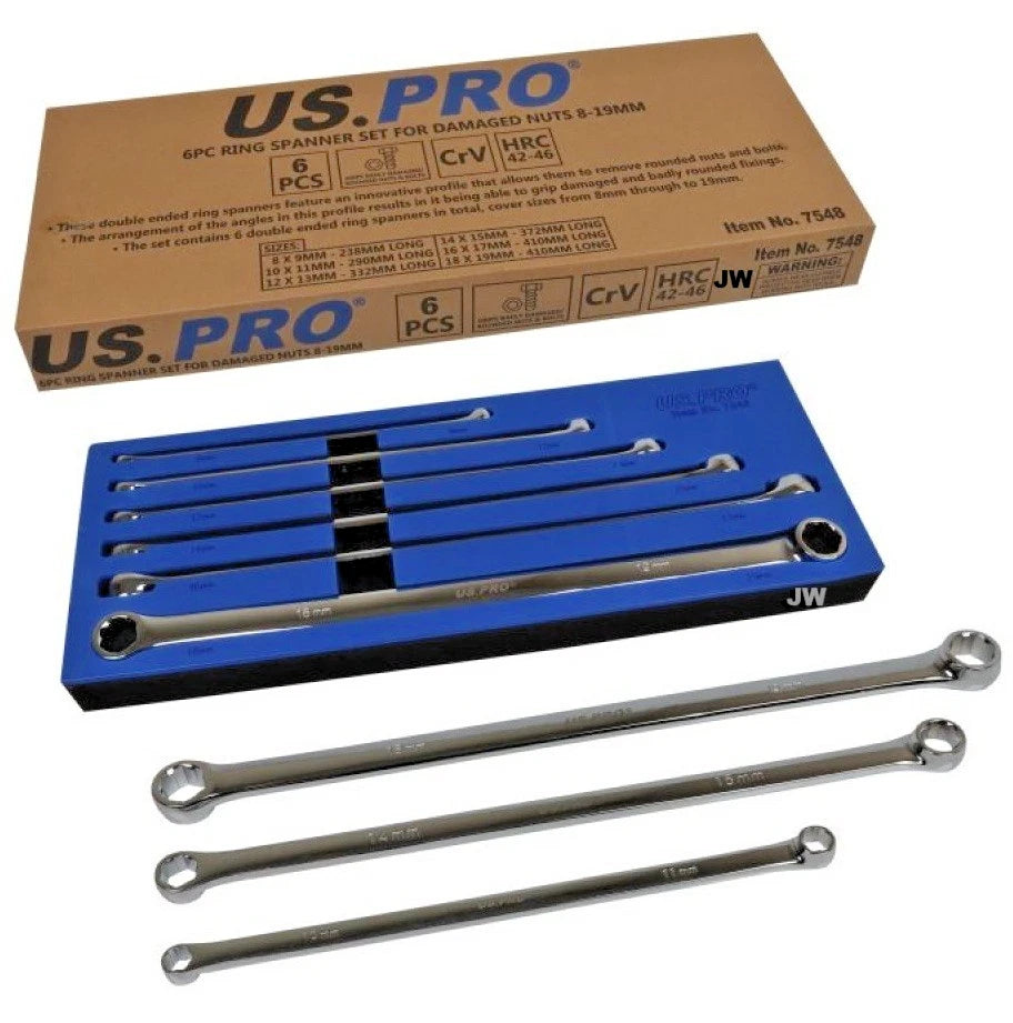 Set chei extra lungi cu inel dublu pentru aviație 5 buc. 8 - 19 mm 