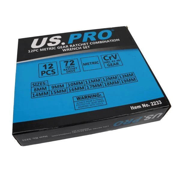 Set de chei combinate cu clichet cu angrenaj metric 12 buc. 8-19 mm