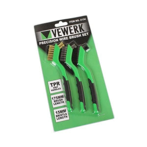 3pc Mini Wire Brush Set Nylon Brass Steel Brushes Cleaning 175mm 2134