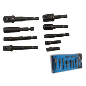9pc Impact Driver Socket Adaptors 1/4'' 3/8'' 1/2'' - 1/4'' Hex Dr 7199