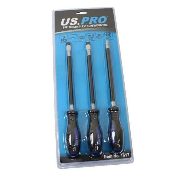 3pc 300mm Flexi Screwdriver Set, Flexible Screwdrivers 1617