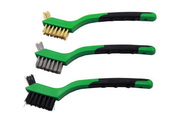 3pc Mini Wire Brush Set Nylon Brass Steel Brushes Cleaning 175mm 2134