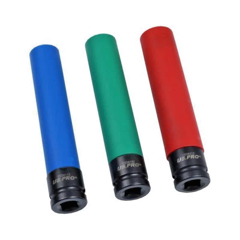 Extra Deep Alloy Wheel Nut Impact Socket Set 17mm 19mm 21mm 1/2" Drive 7605