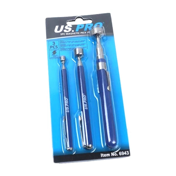 3pc Magnetic Pick Up Tool Set 2lb 5lb 10lb Extending Magnet 6943