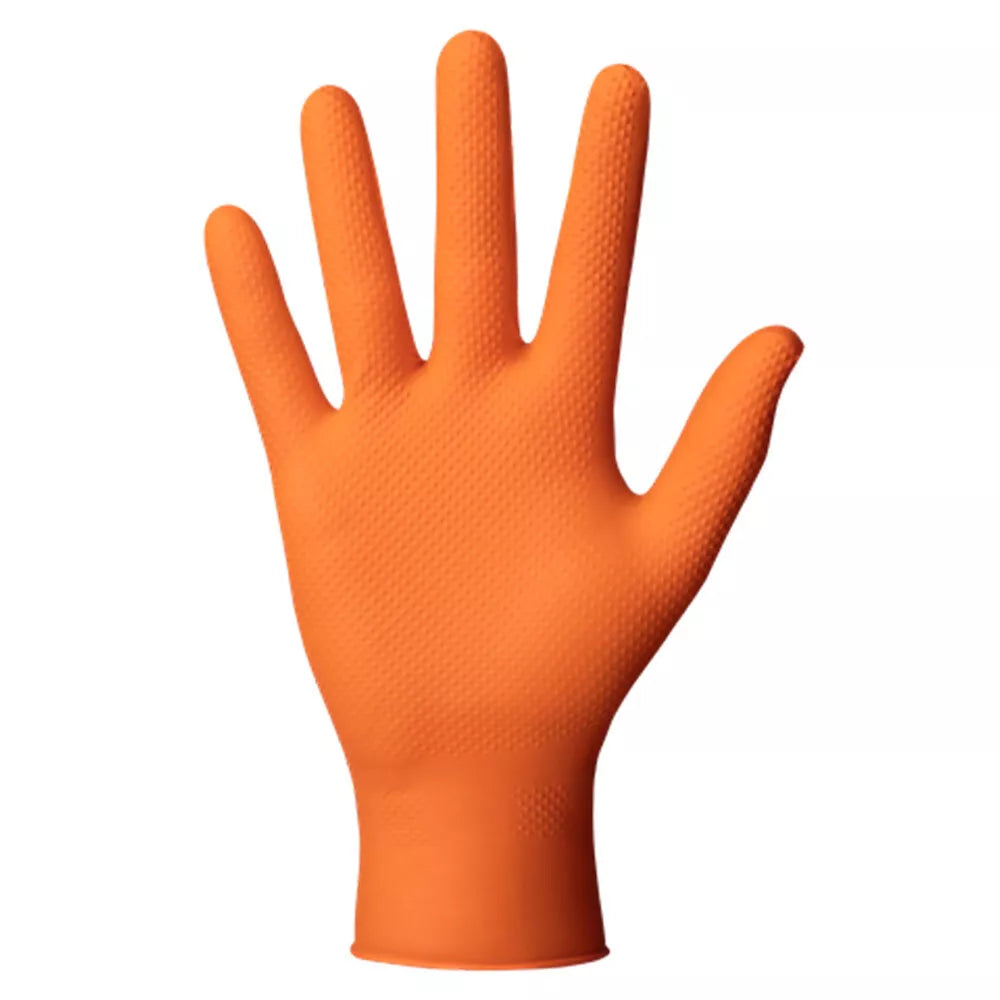 Orange nitrile gloves 8G 500pc per carton size L DS4000