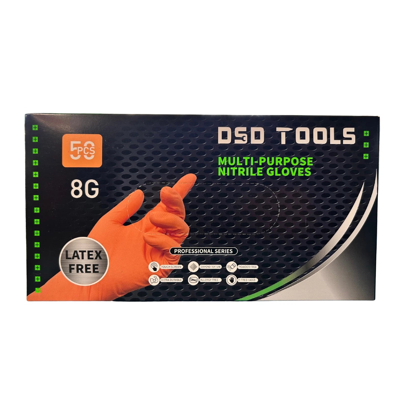 Orange nitrile gloves 8G 500pc per carton size L DS4000