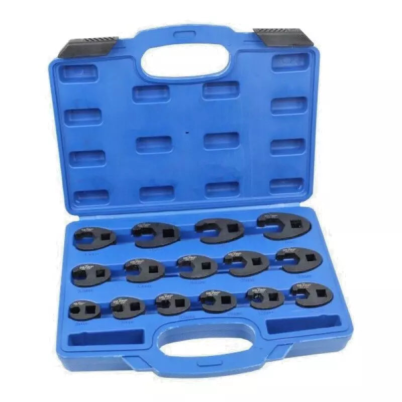 15pc Crow Foot Spanner Set 8mm-24mm Heavy Duty Open End Wrench 7594