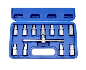 12pc Drain Plug Key Socket Set Axle Oil Sump Spanner 3/8" Dr 3096