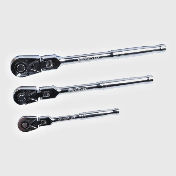 US PRO Industrial Flexi Head Ratchet Set 1/4 3/8 1/2 Drive In Foam 3pc 4237