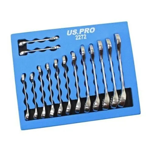 14pc Stubby Metric Combination Spanners Set 6-19mm Foam Tray 2272